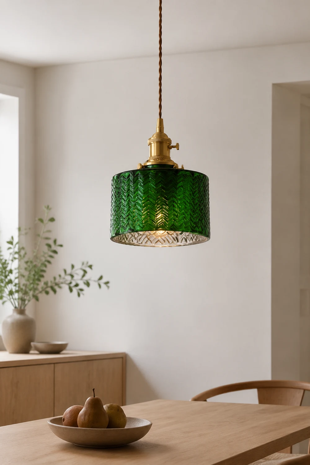 Hailie Retro LED Pendant Light Green Metal/Glass Dining Room - Lumpaz