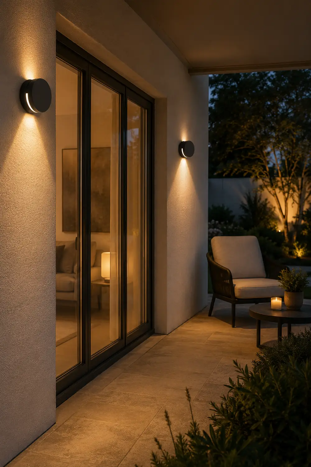 Orr Modern Minimalist Round Metal/Glass Waterproof Outdoor Wall Lamp, Black - Lumpaz