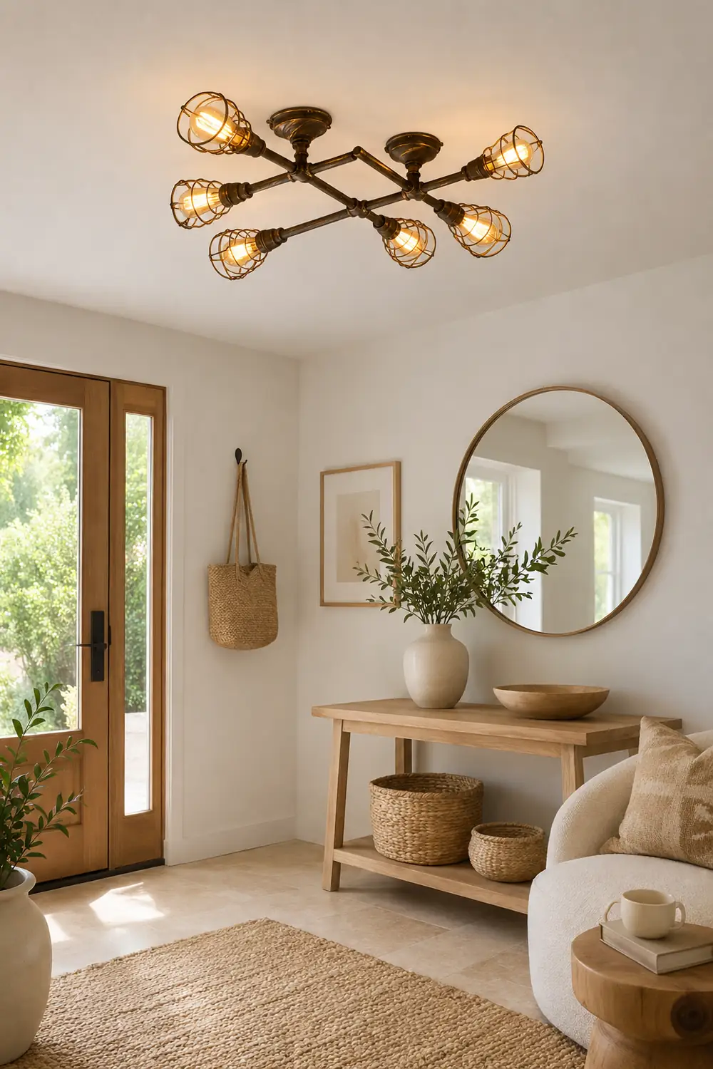 Alessio Industrial Metal Multi Flush Mount Ceiling Light, Brass - Lumpaz