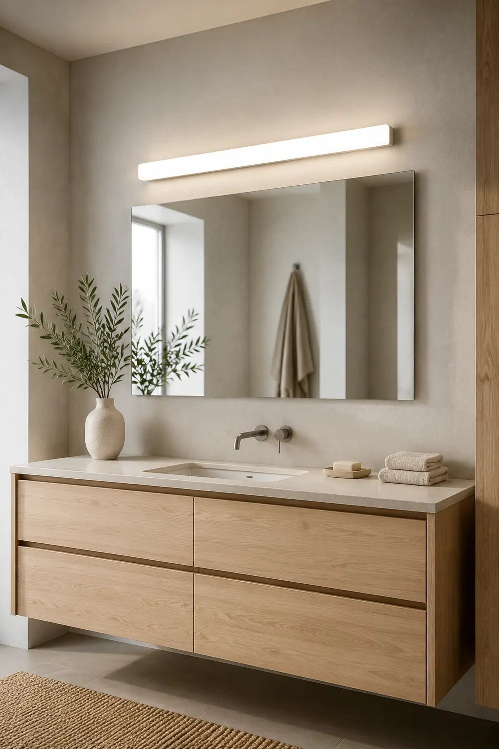 Edge Simple White Bar Mirror Front Vanity Wall Lamp, Acrylic - Lumpaz