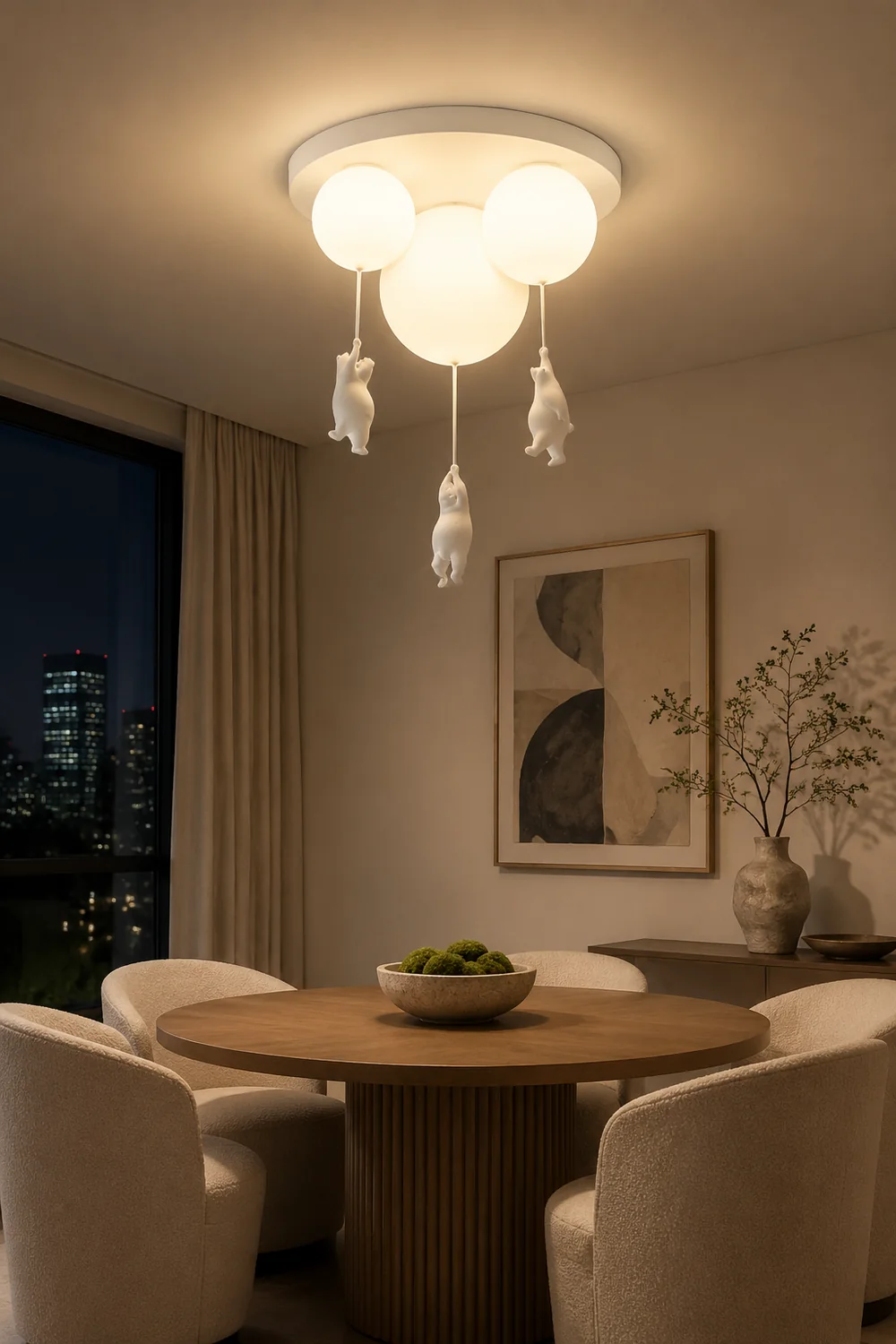 Fateh Bear Balloon LED Flush Mount Ceiling Light 3 Style White - Lumpaz