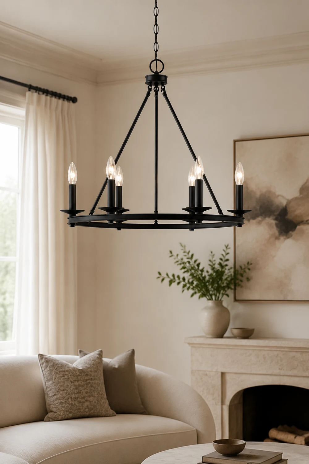 Silva Modern Candles Chandelier Black Metal Living Room/Bedroom - Lumpaz