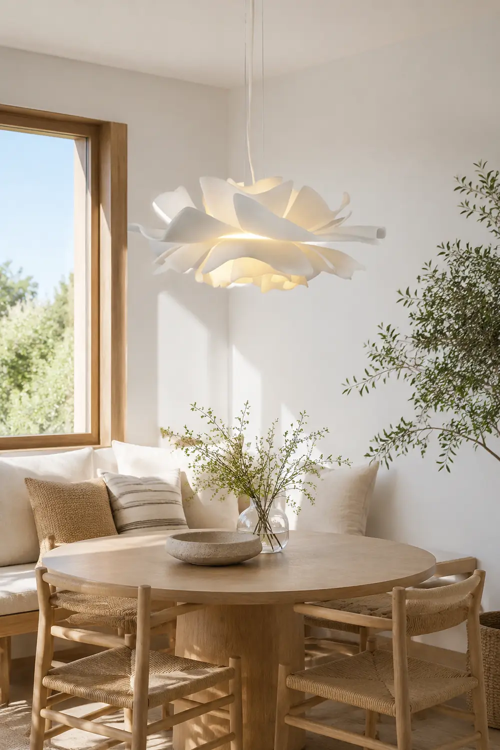 Bella Elegant Flower Pendant Light White Metal/Acrylic Living Room - Lumpaz