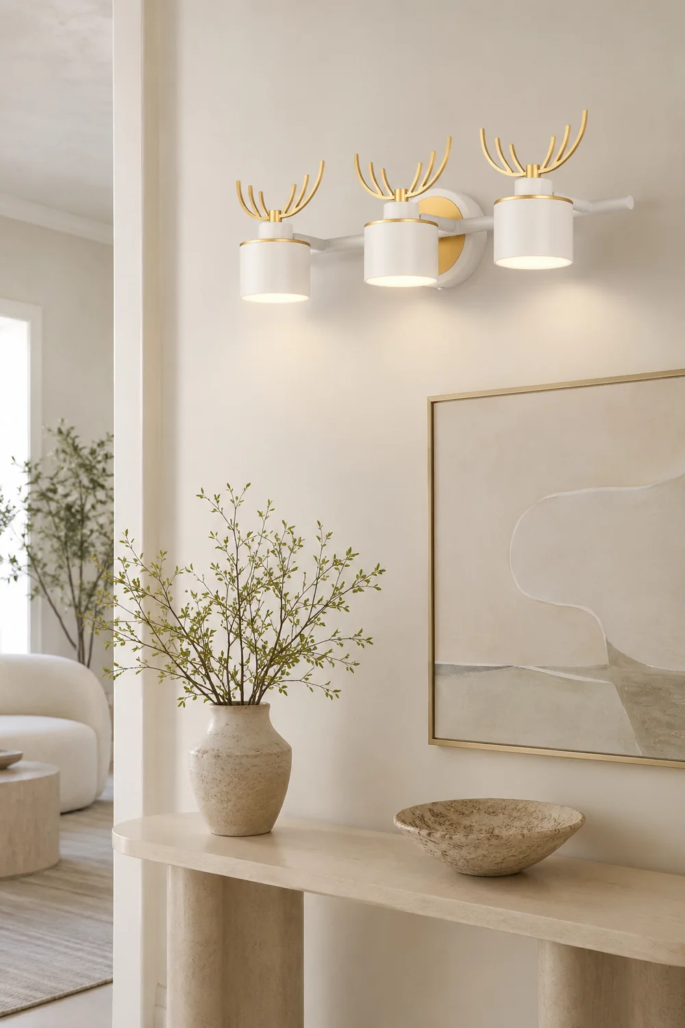 Leigh Modern Deer Metal/Acrylic Wall Lamp, Gold & White, Bathroom - Lumpaz