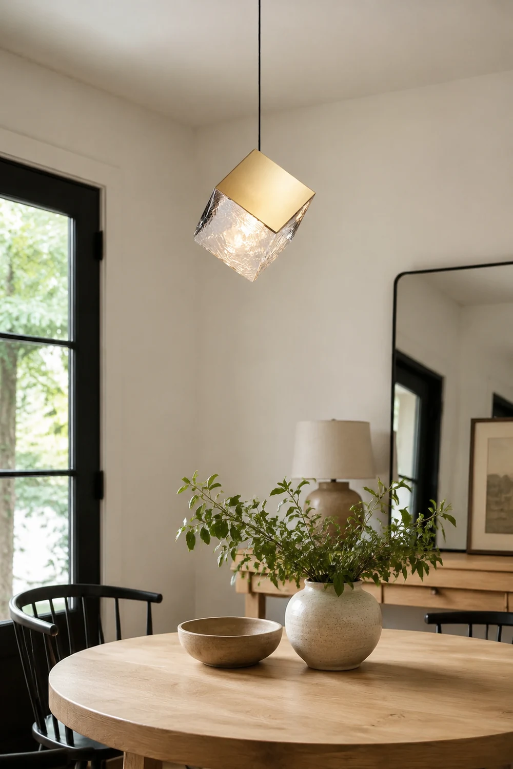 Kristy Modern Square Metal Pendant Light, Gold, Living Room - Lumpaz