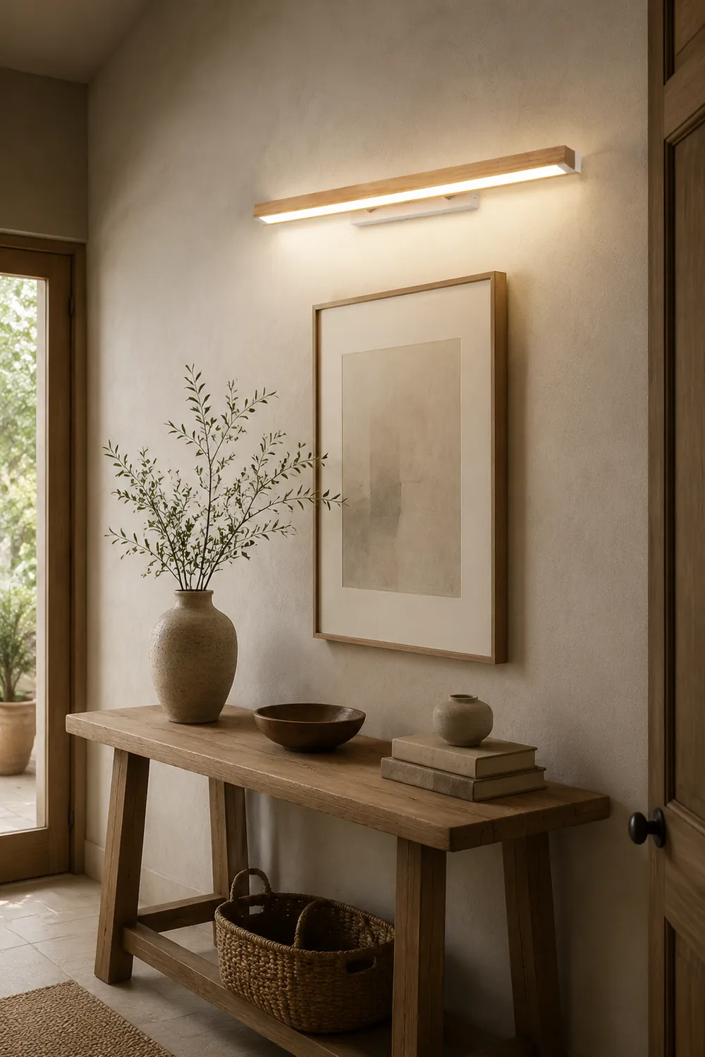 Ozawa Minimalist Linear Wood Vanity Wall Lamp, Bathroom - Lumpaz