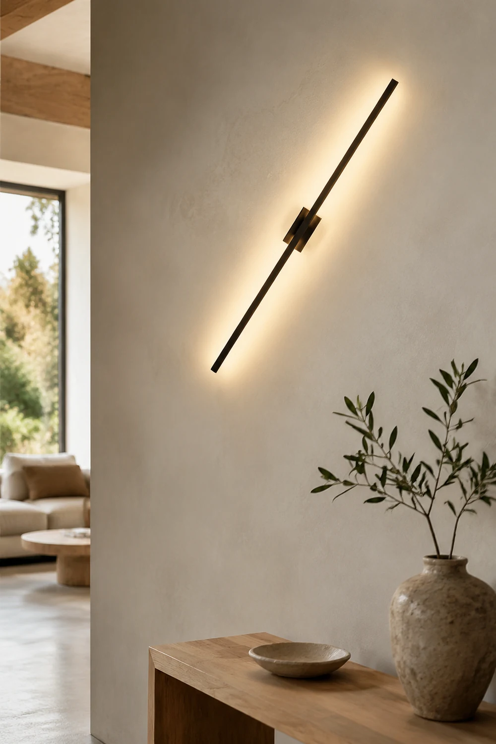 Leigh Minimalist Bar Black Metal Wall Lamp - Lumpaz