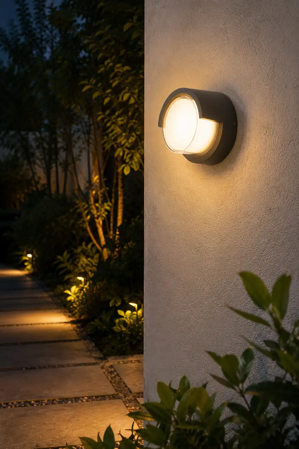 Orr Modern Round/Rectangular Metal/Acrylic Outdoor Wall Lamp, Black - Lumpaz
