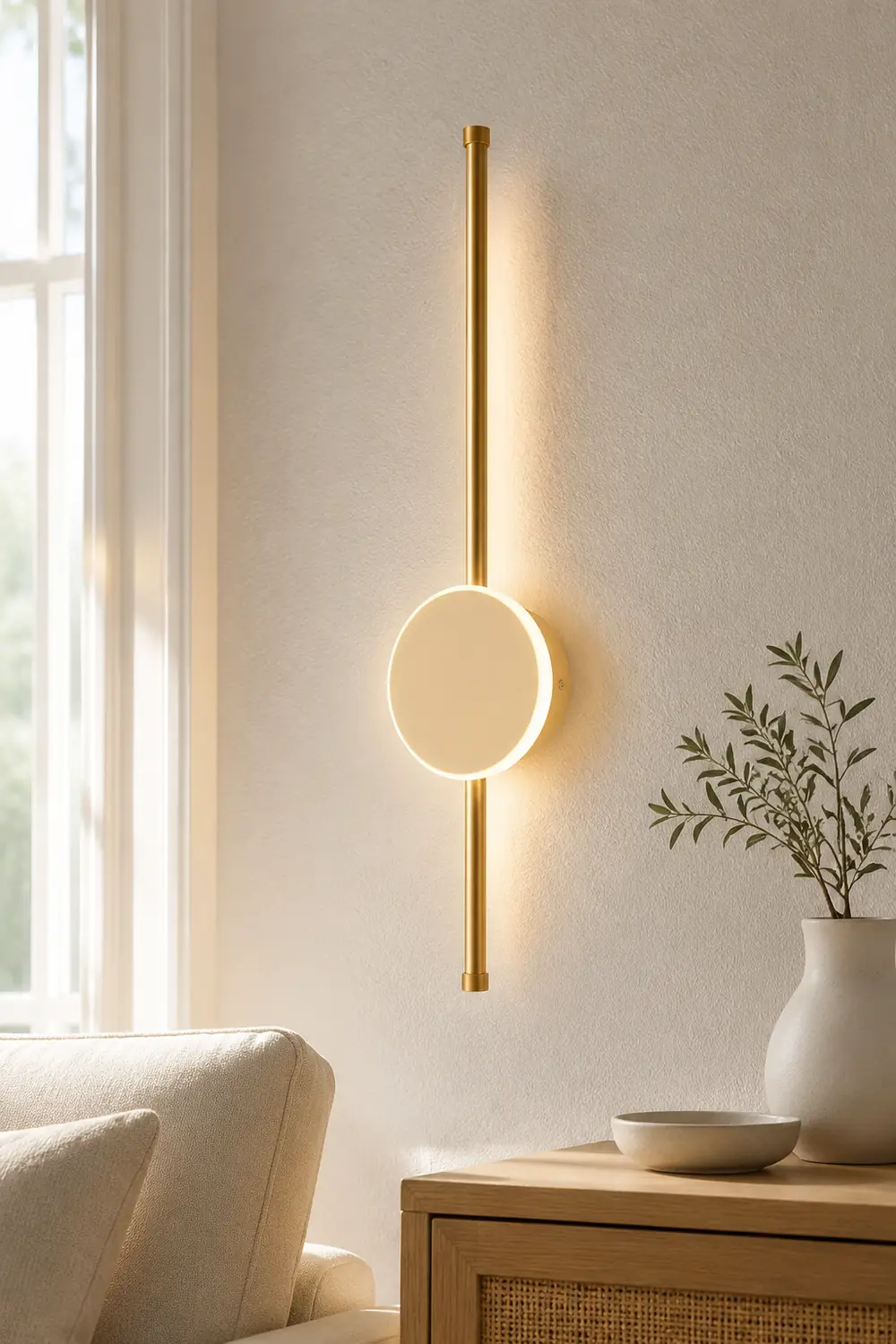 Edge Modern Round Linear Metal Wall Lamp, White/Black/Gold - Lumpaz