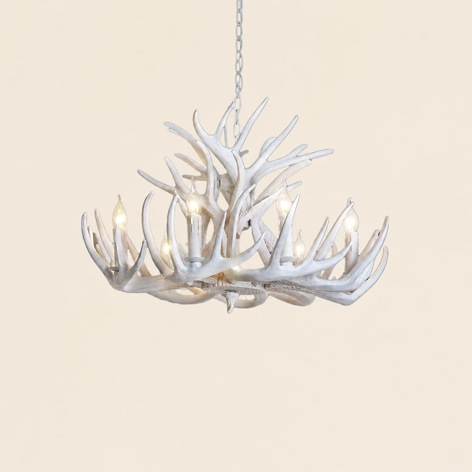 Silva Rustic Antler Metal/Resin Chandelier White Dining Room - Lumpaz