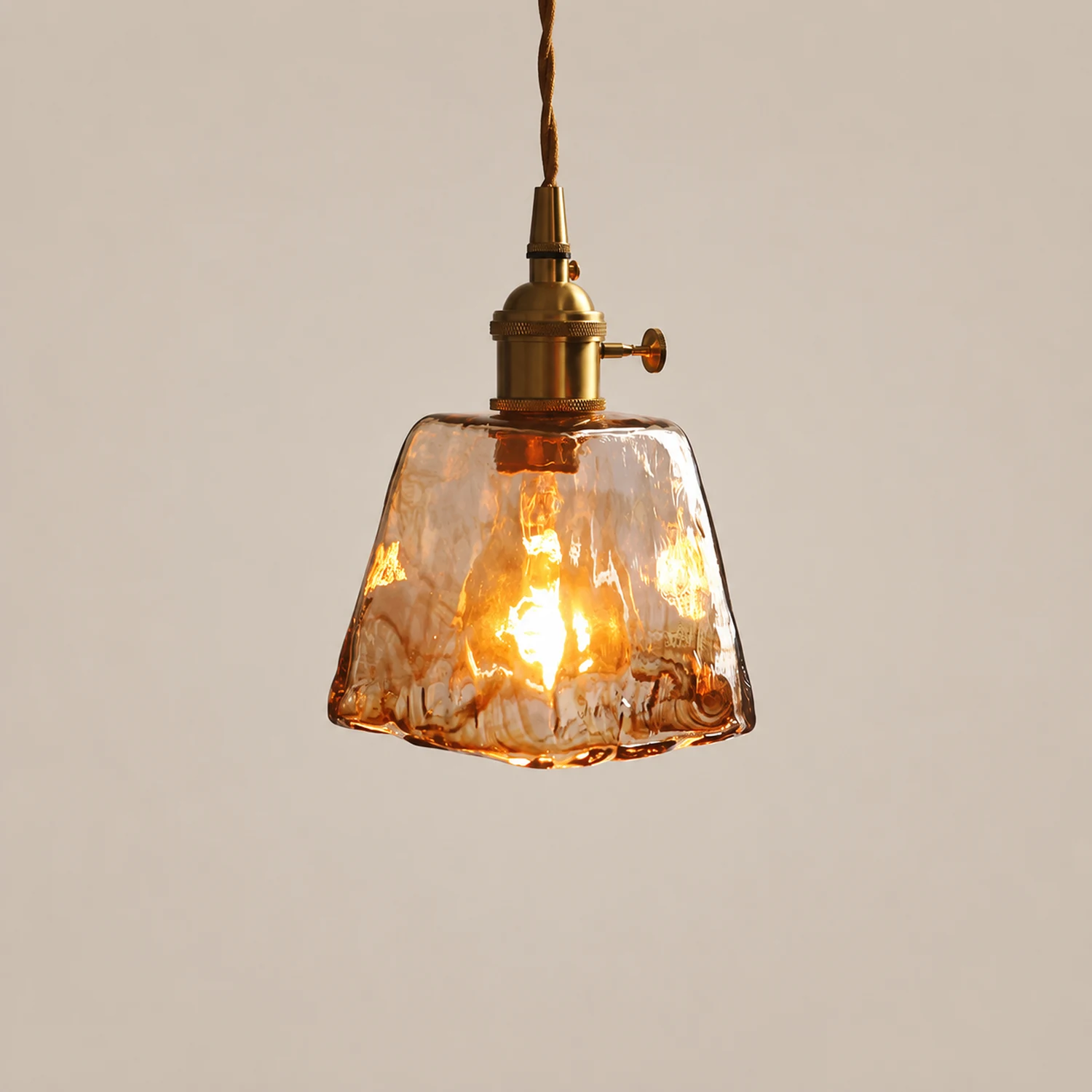 Levy Vintage Style Industrial Pendant Light Retro Metal Glass Brass - Lumpaz