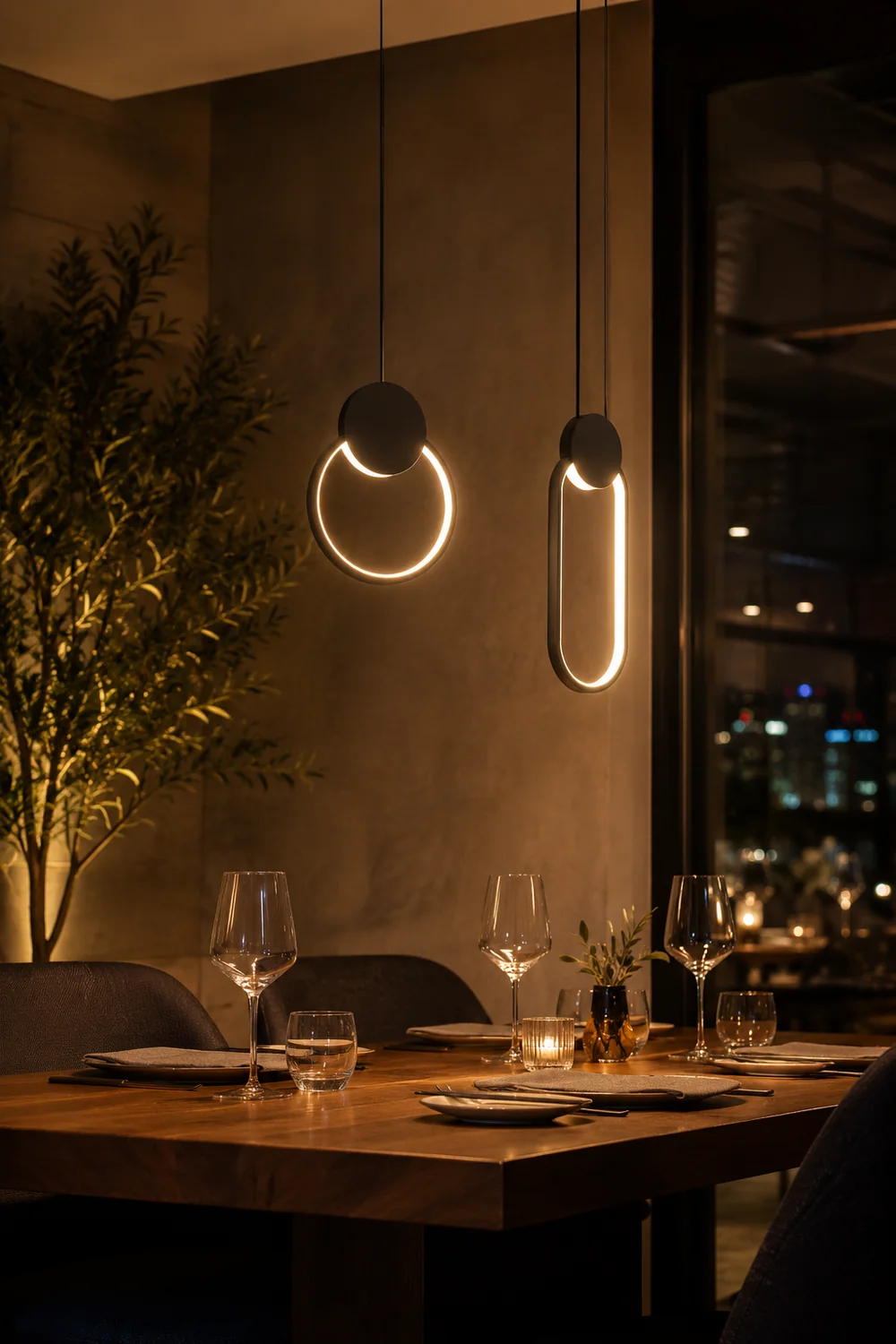 Nyla Modern Minimalist LED Hanging Pendant Lights Black White Bedroom - Lumpaz