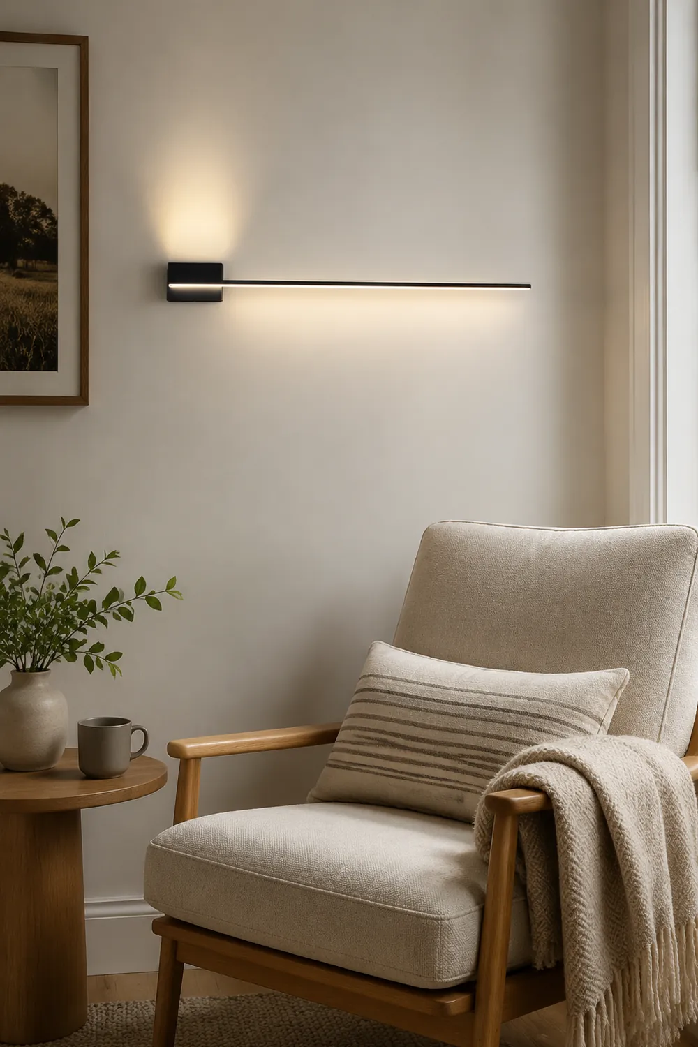 Edge Minimalist Linear Metal Vanity Wall Light Black Bathroom - Lumpaz
