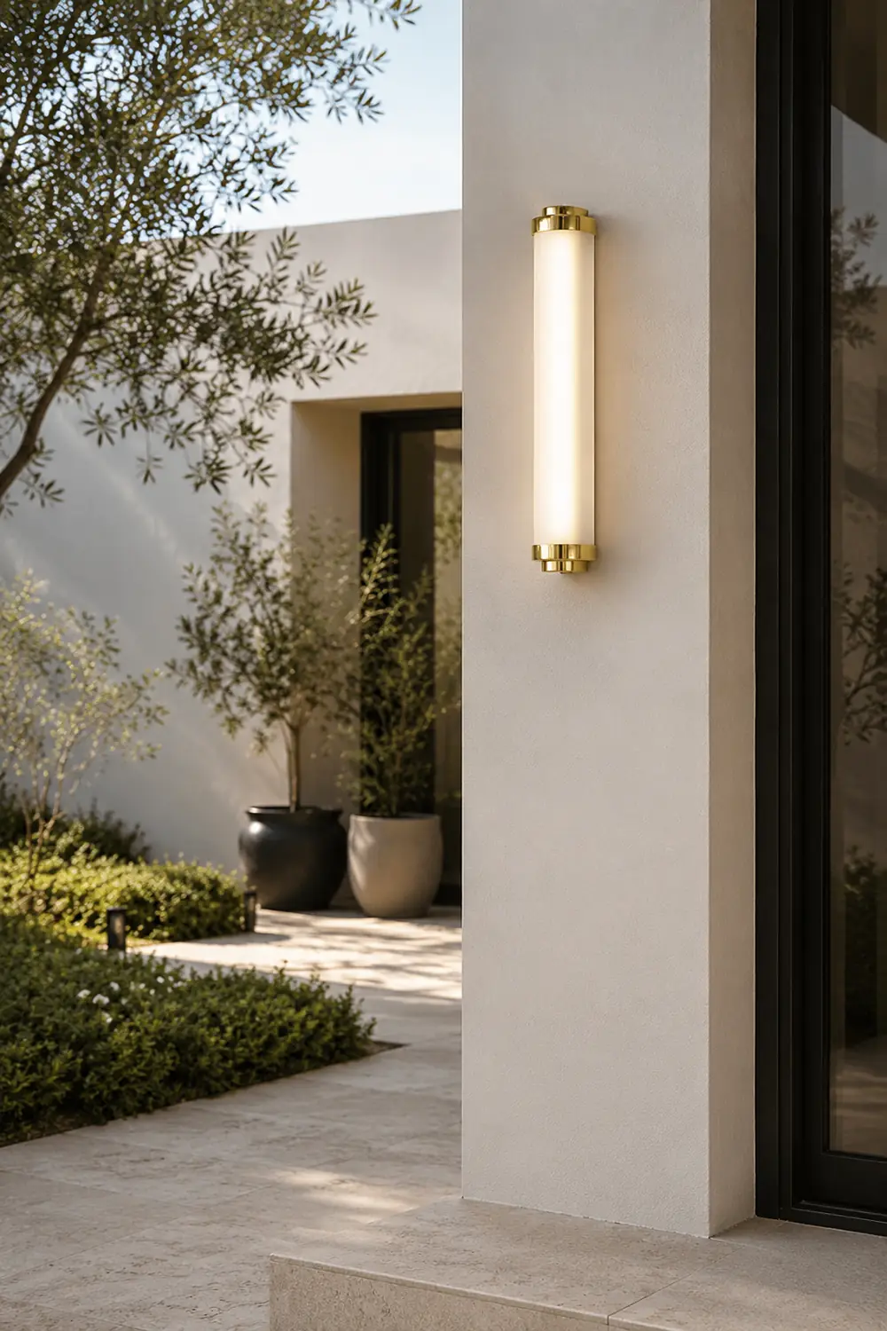 Edge Minimalist Cylindrical Metal Outdoor Wall Lamp, Black/Gold/Silver - Lumpaz
