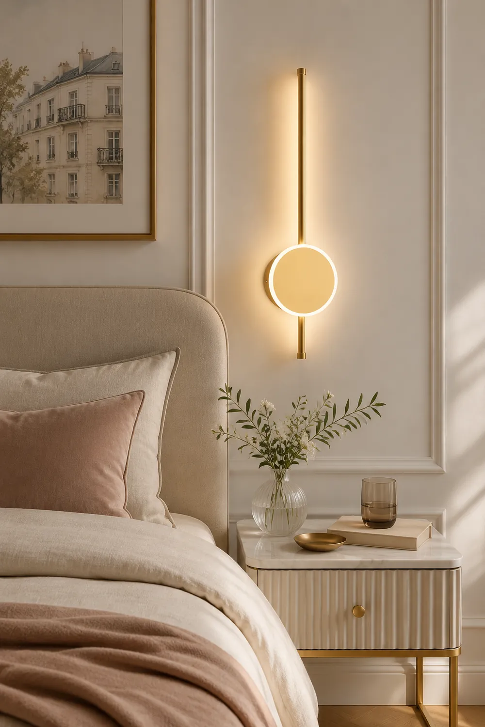Edge Modern Round Linear Metal Wall Lamp, White/Black/Gold - Lumpaz