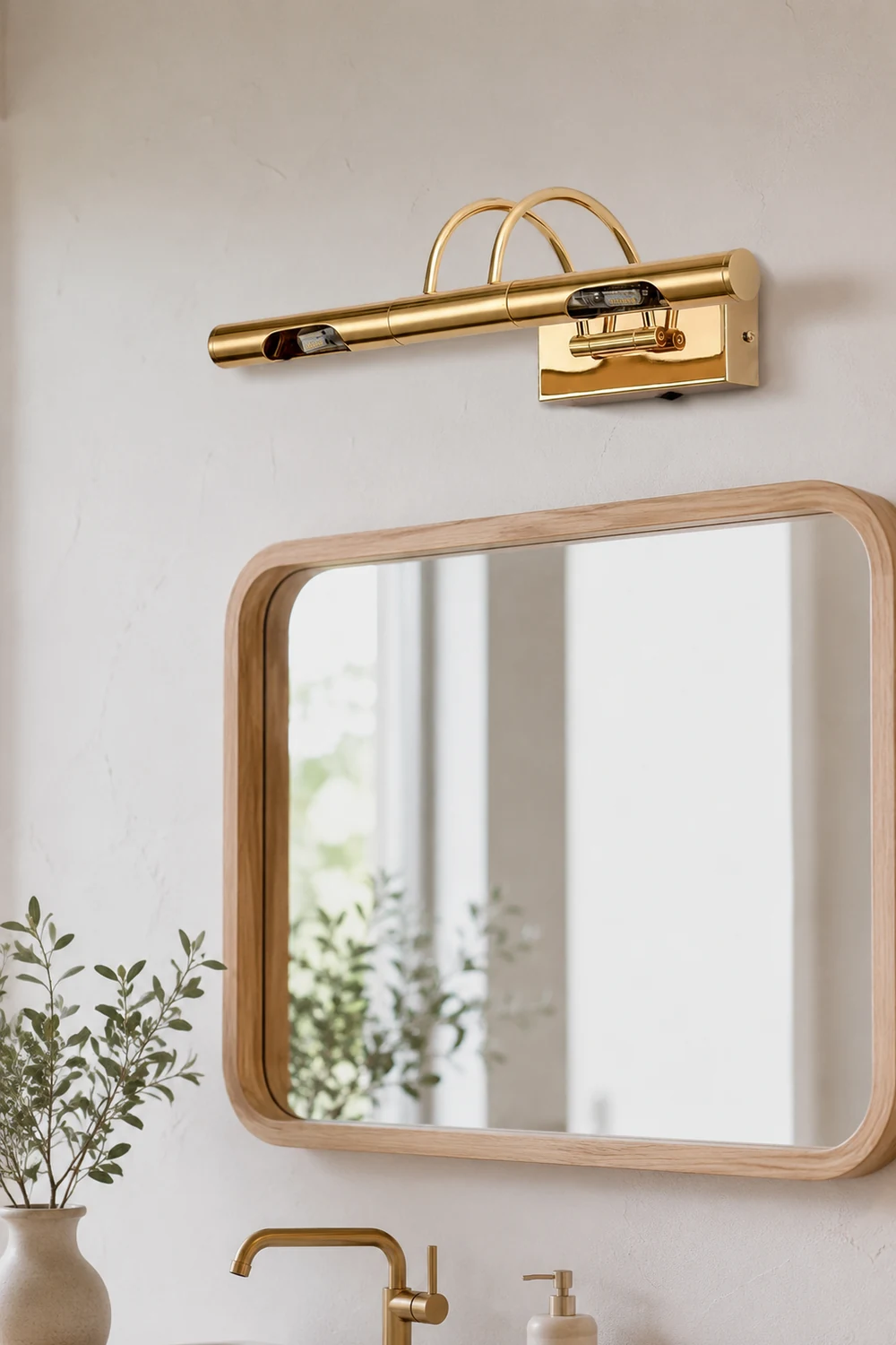 Freja Retro Cylindrical Metal Wall Lamp, Gold, Bathroom - Lumpaz
