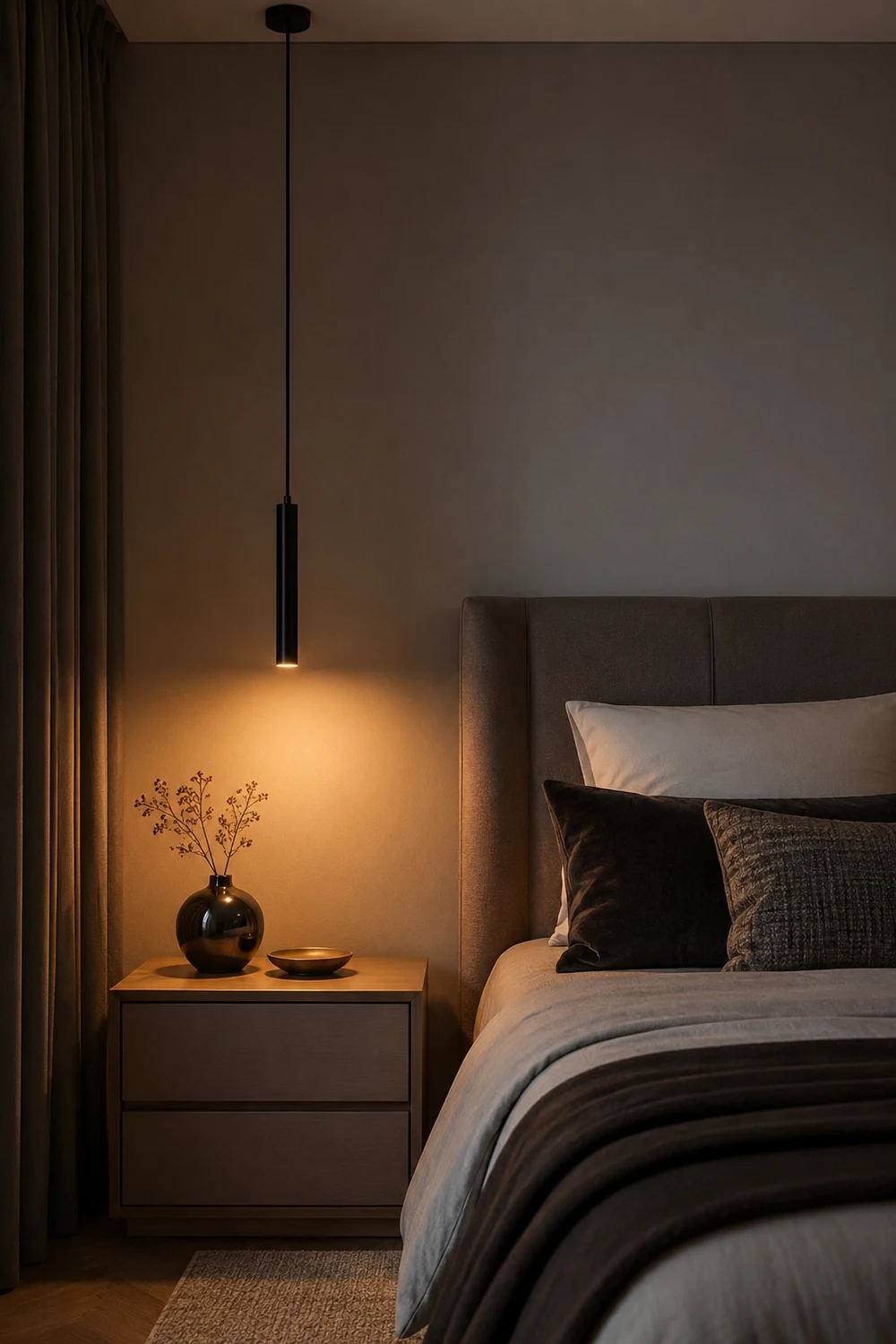 Sanna Minimalist LED Metal Pendant Light Black Living Room/Bedroom - Lumpaz