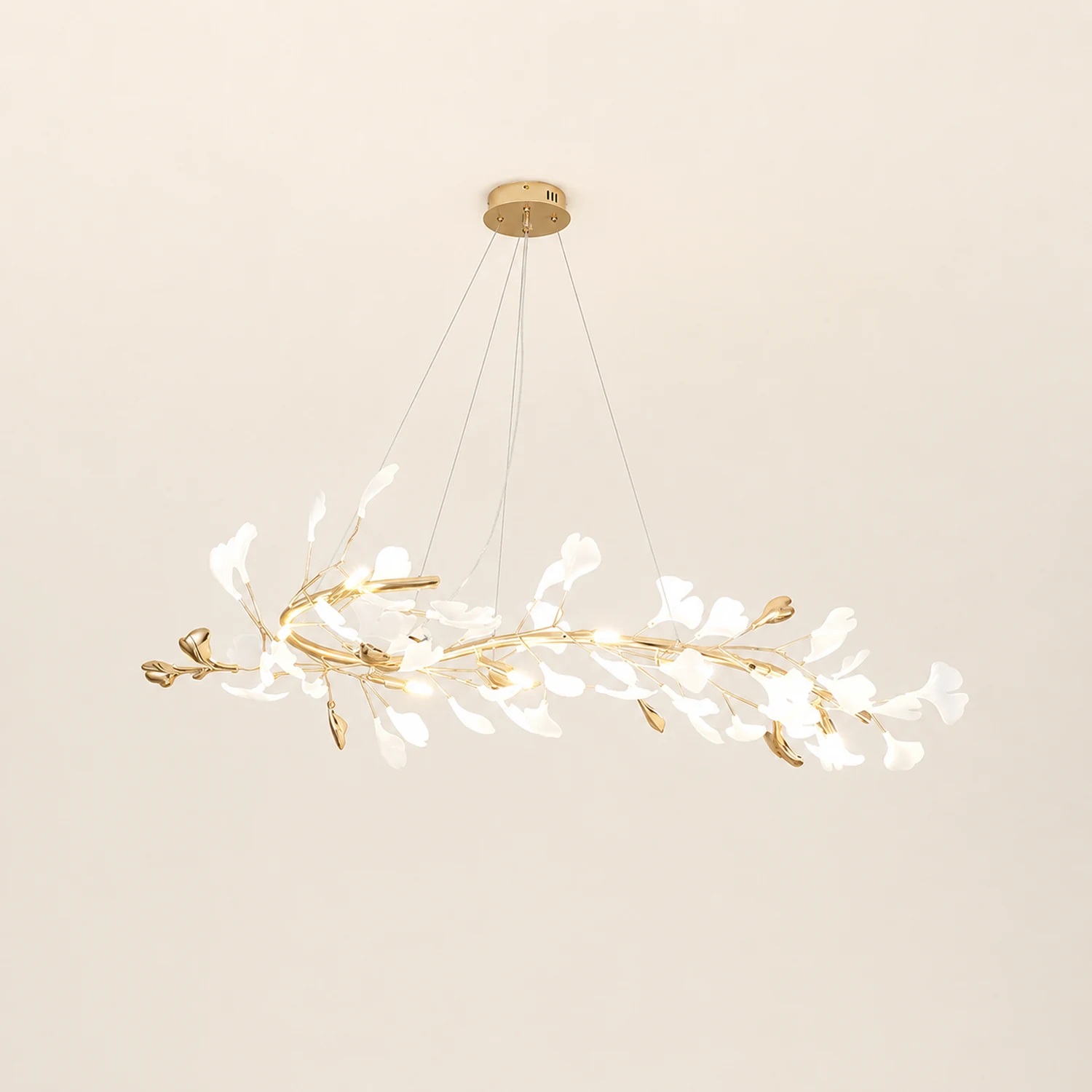 Ophelia CeraAut Modern Art Deco Metal & Ceramic Chandelier, Gold - Lumpaz