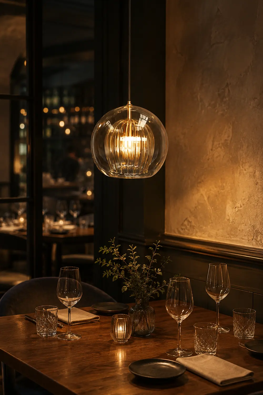 Hailie Nordic Glass Globe Pendant Light Clear/Amber Bedroom - Lumpaz
