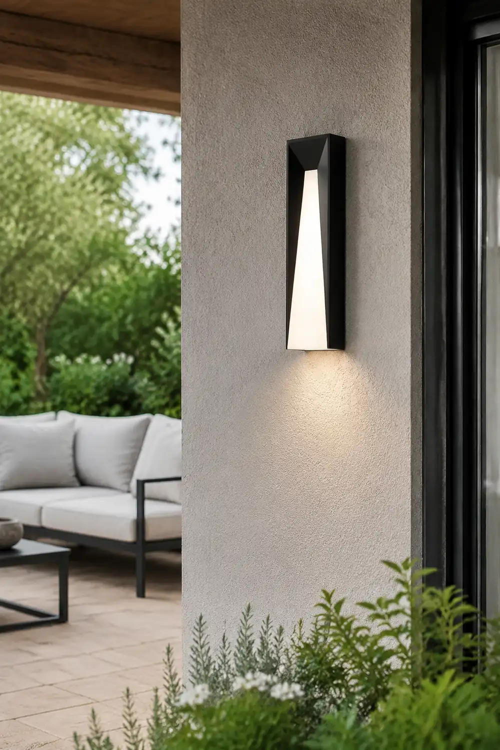 Orr Modern Rectangular Metal Outdoor Wall Lamp, Black/White - Lumpaz
