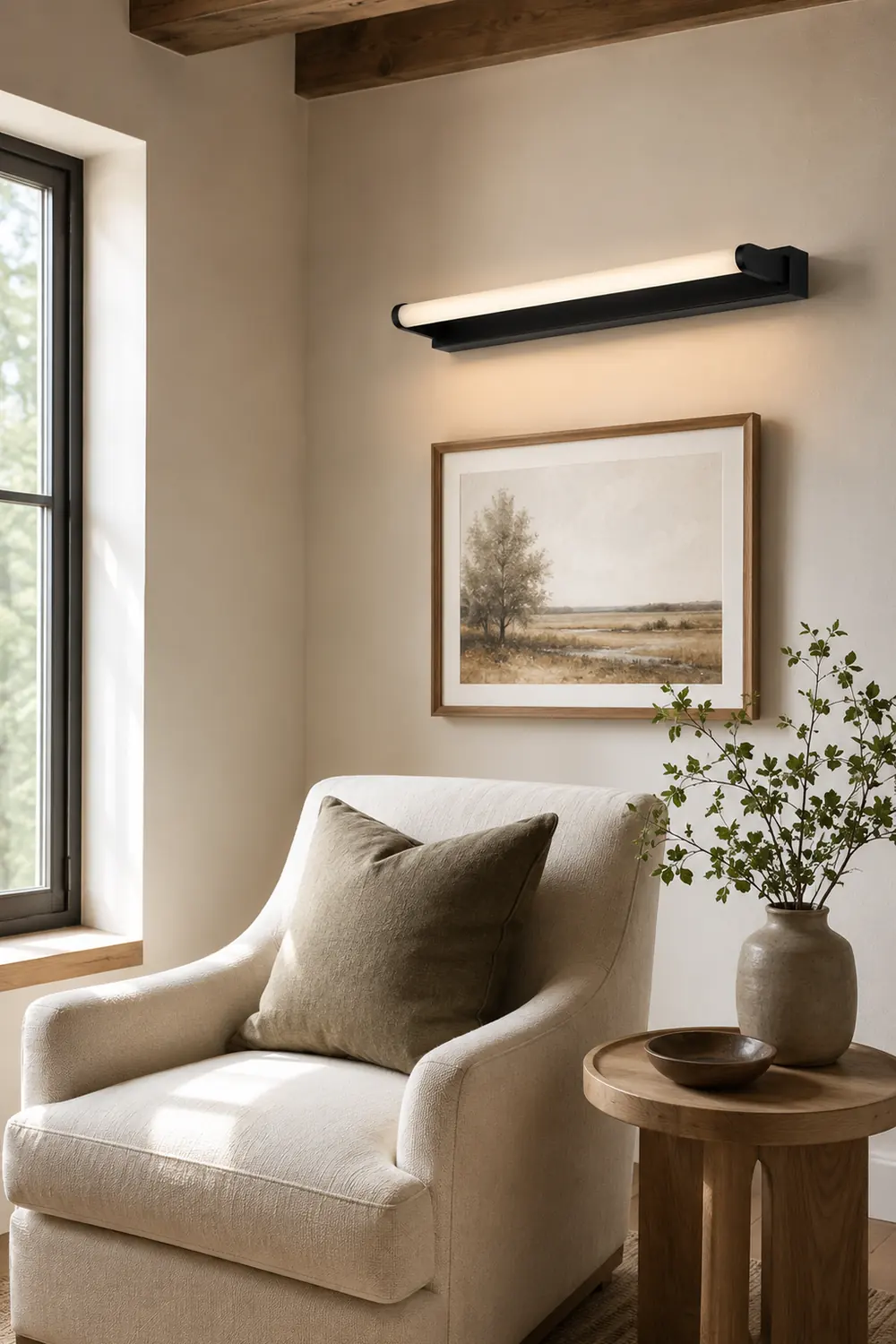 Leigh Minimalist Linear Cylindrical Metal/Acrylic Wall Lamp, Black, Bathroom - Lumpaz