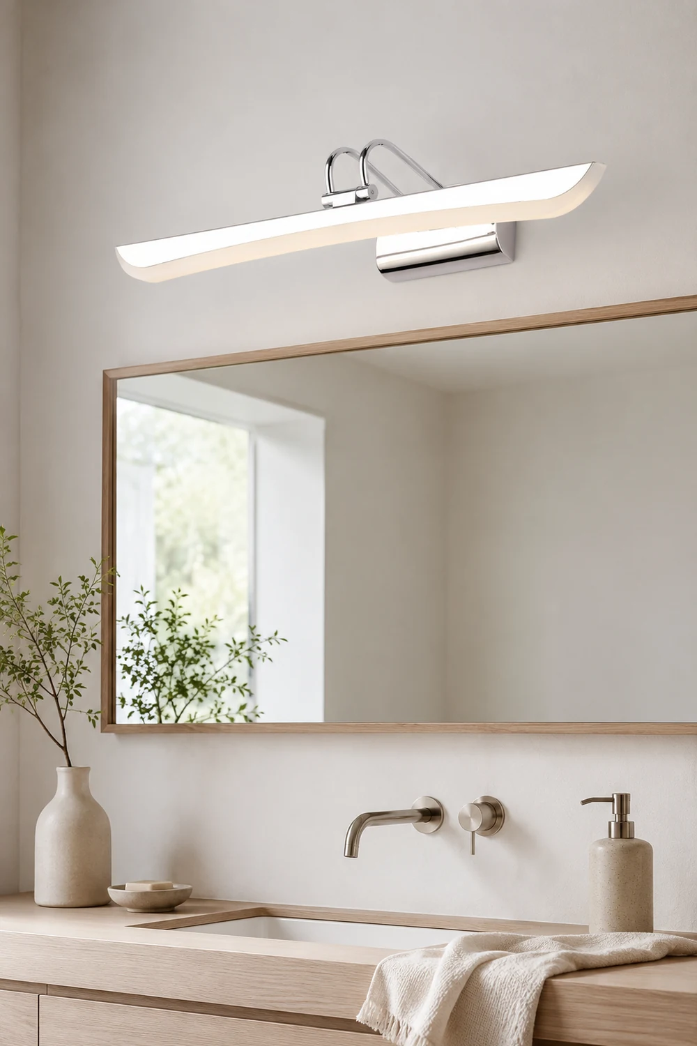 Leigh Modern Linear Metal Mirror Front Vanity Wall Lamp, White - Lumpaz