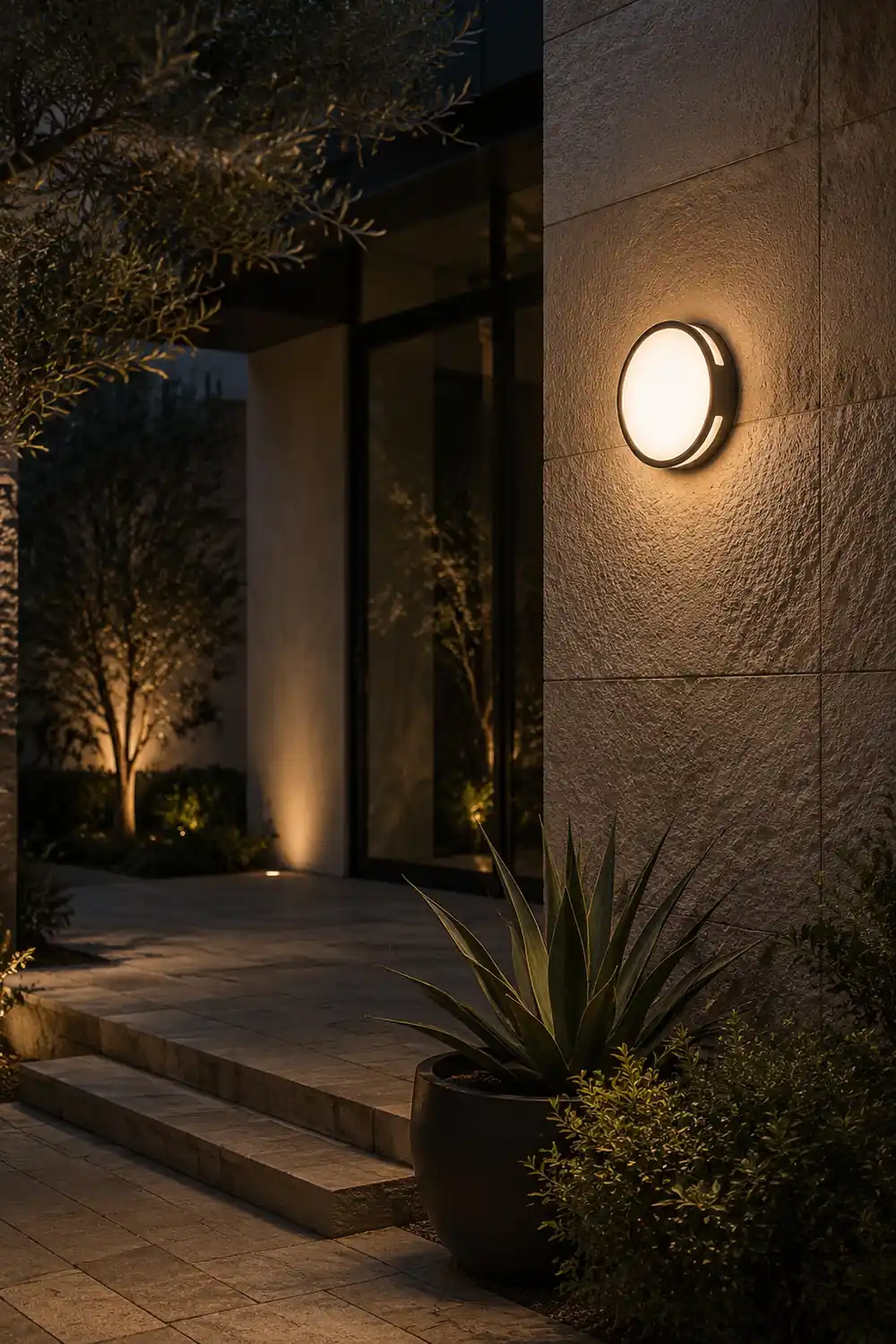 Orr Modern Round Metal/Acrylic Outdoor Waterproof Wall Lamp, Black - Lumpaz