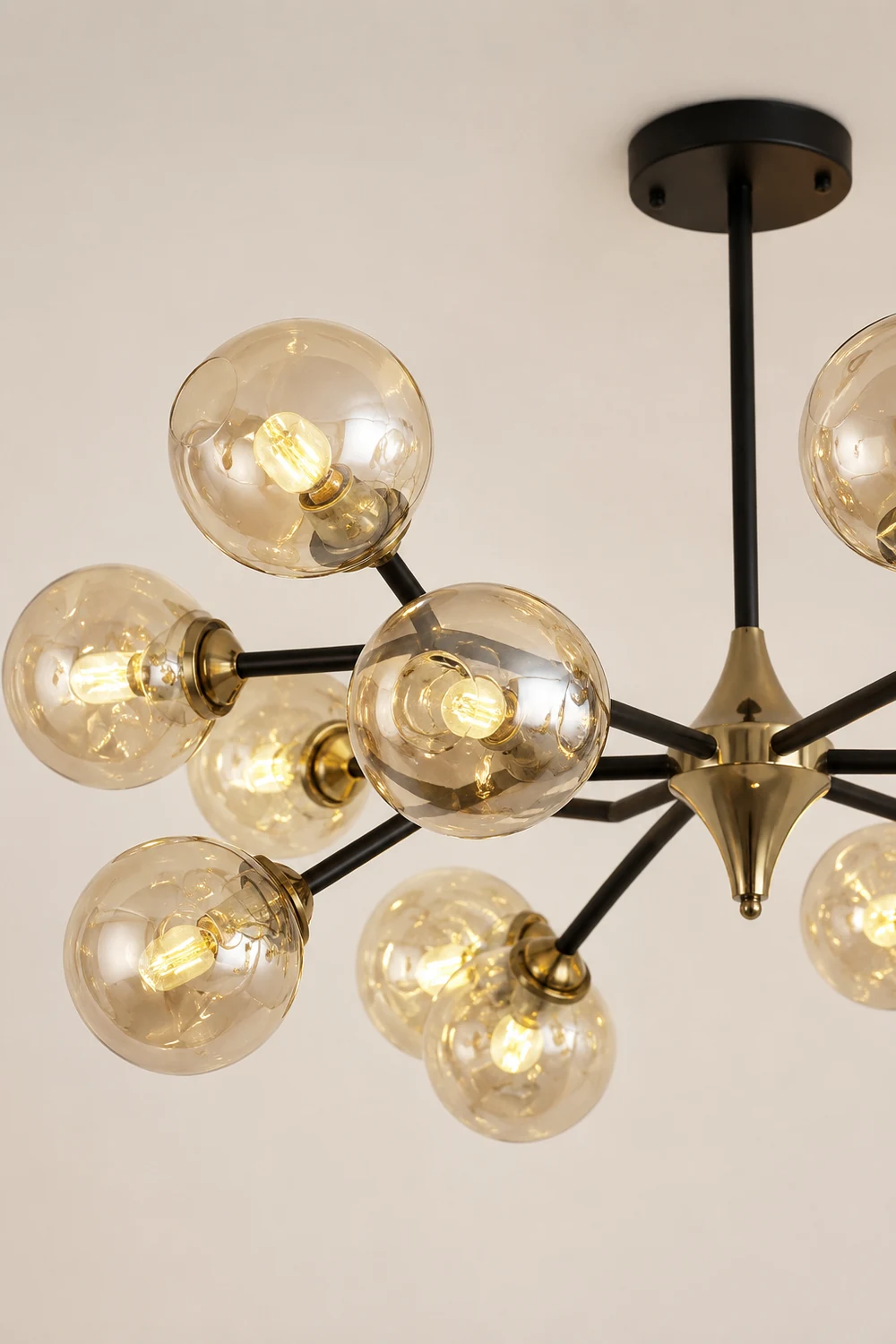 Valentina Art Deco Glass Bubble Chandelier, Amber - Lumpaz