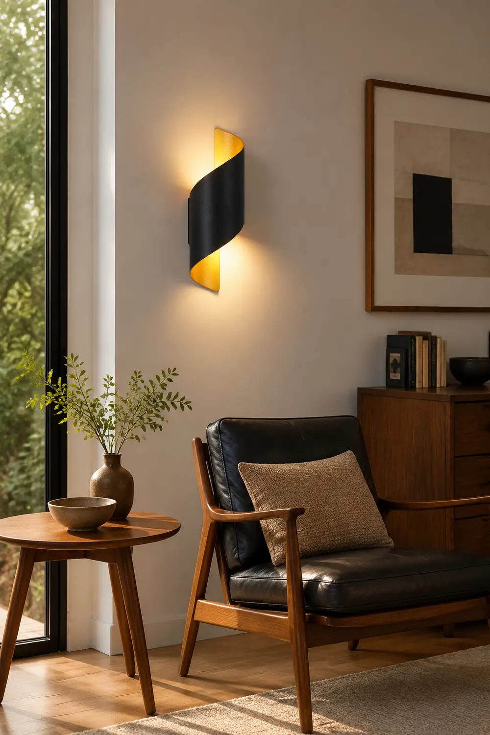 Orr Modern Conch Shape Metal Indoor Wall Lamp, Black/White/Gold - Lumpaz