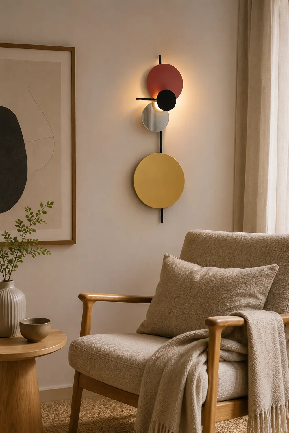Emyr Modern Circular Metal Wall Lamp, Living Room - Lumpaz