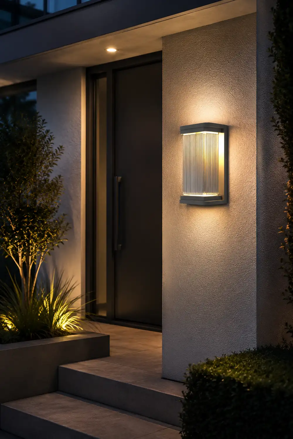 Orr Minimalist Rectangular Glass Outdoor Wall Lamp, Black - Lumpaz