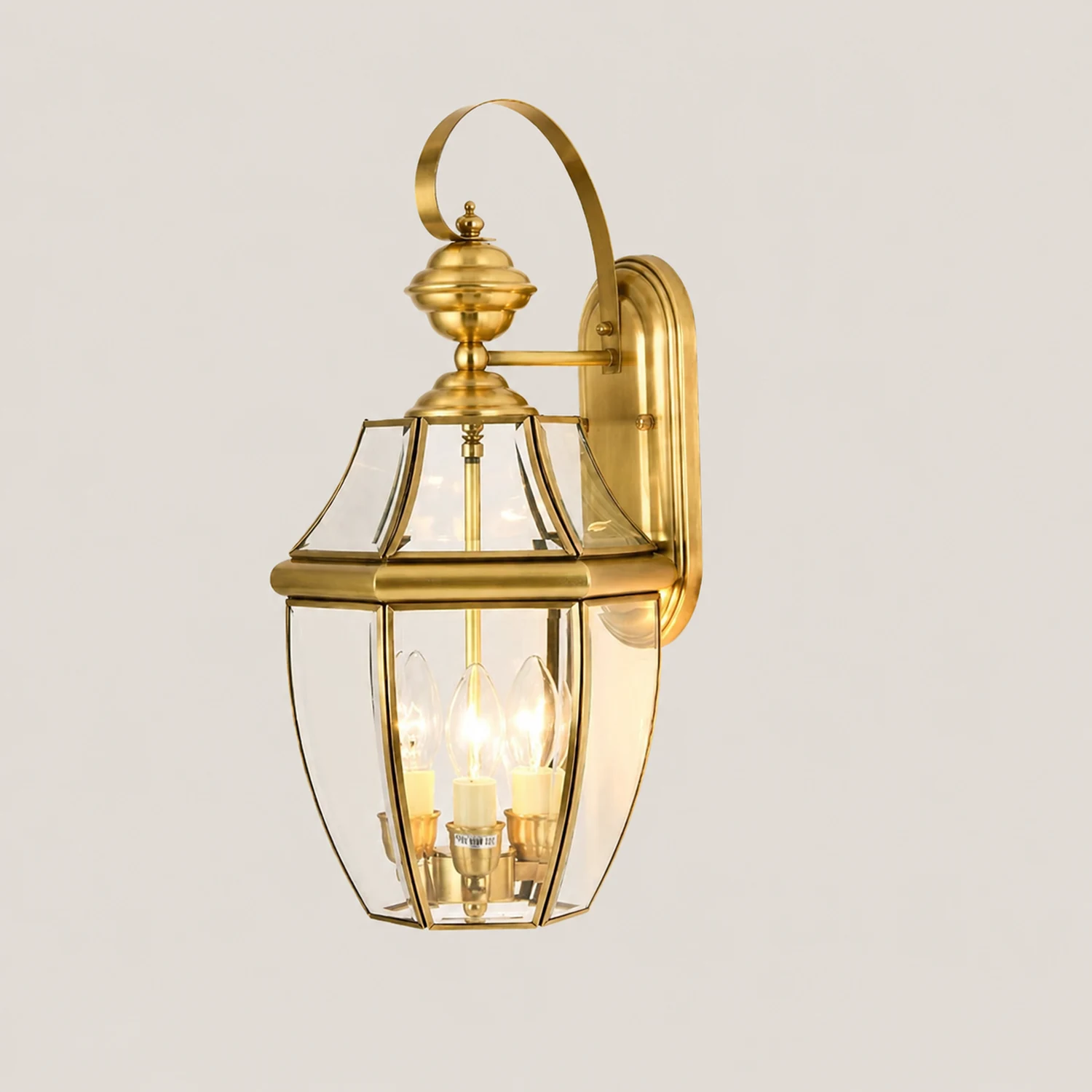 Alessio Vintage Lantern Metal Outdoor Wall Lamp, Gold - Lumpaz