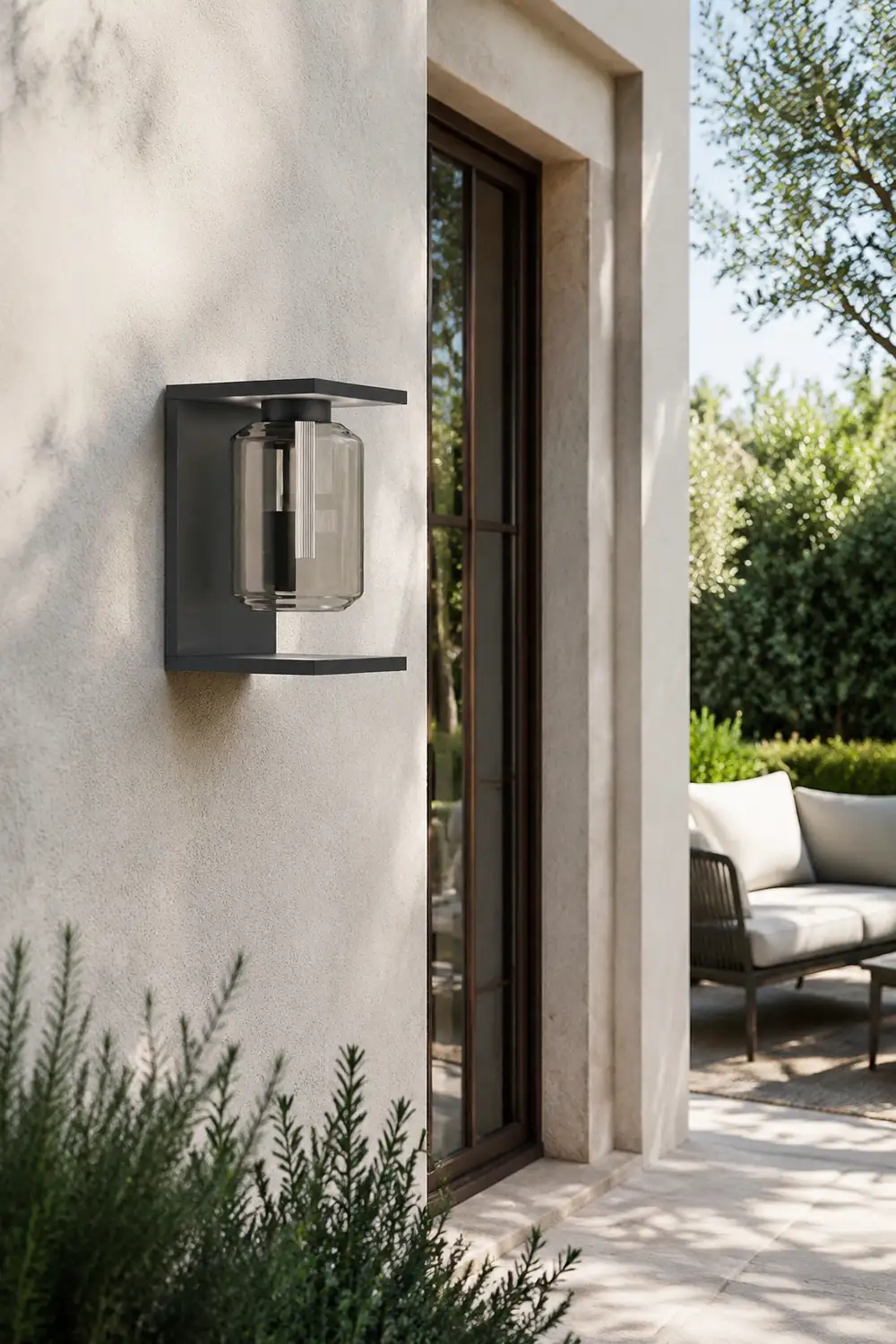 Orr Modern Lantern Glass Outdoor Wall Lamp, Black/Gray - Lumpaz