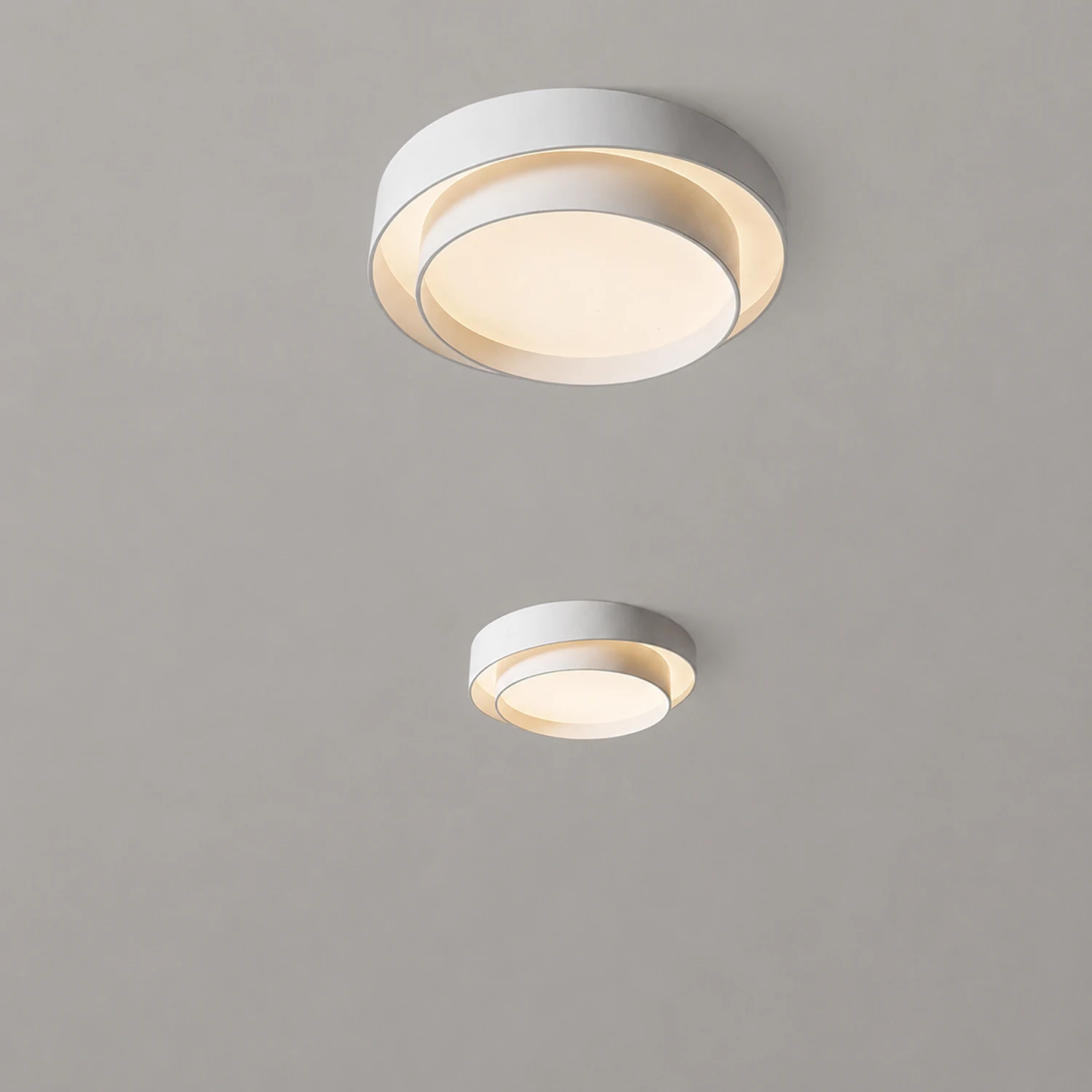 Quinn Nordic Art Deco White Circular Flush Mount Ceiling Light - Lumpaz