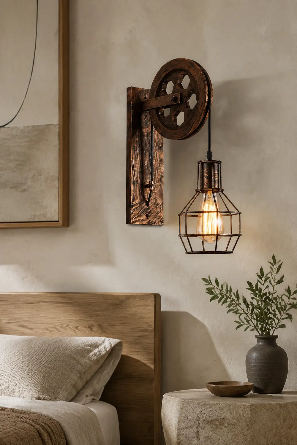 Alessio Wall Lamp Retro, Metal, Rust/Bronze/Black, Bedroom - Lumpaz