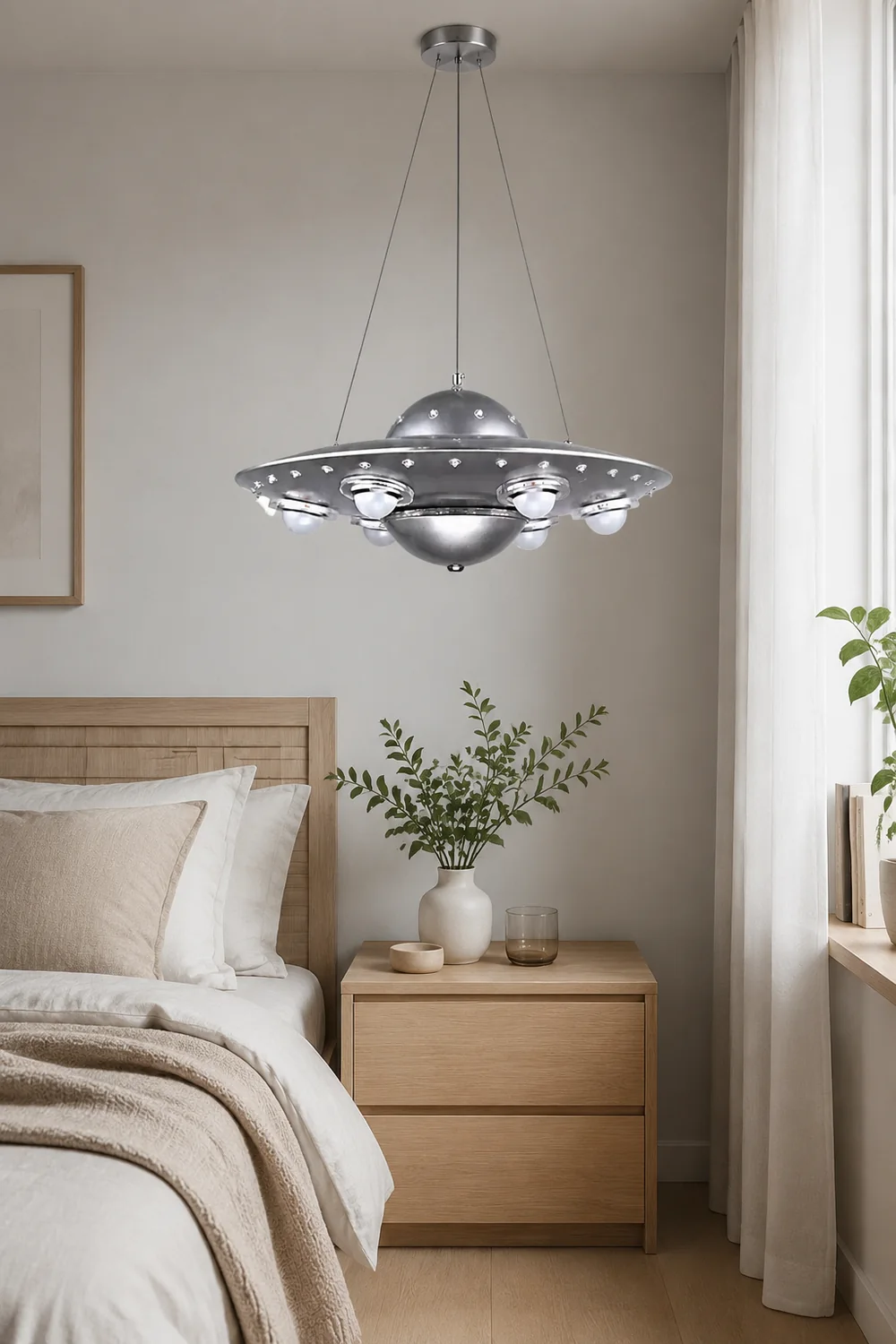 Alessio Modern UFO Metal Kids Pendant Light Silver - Lumpaz
