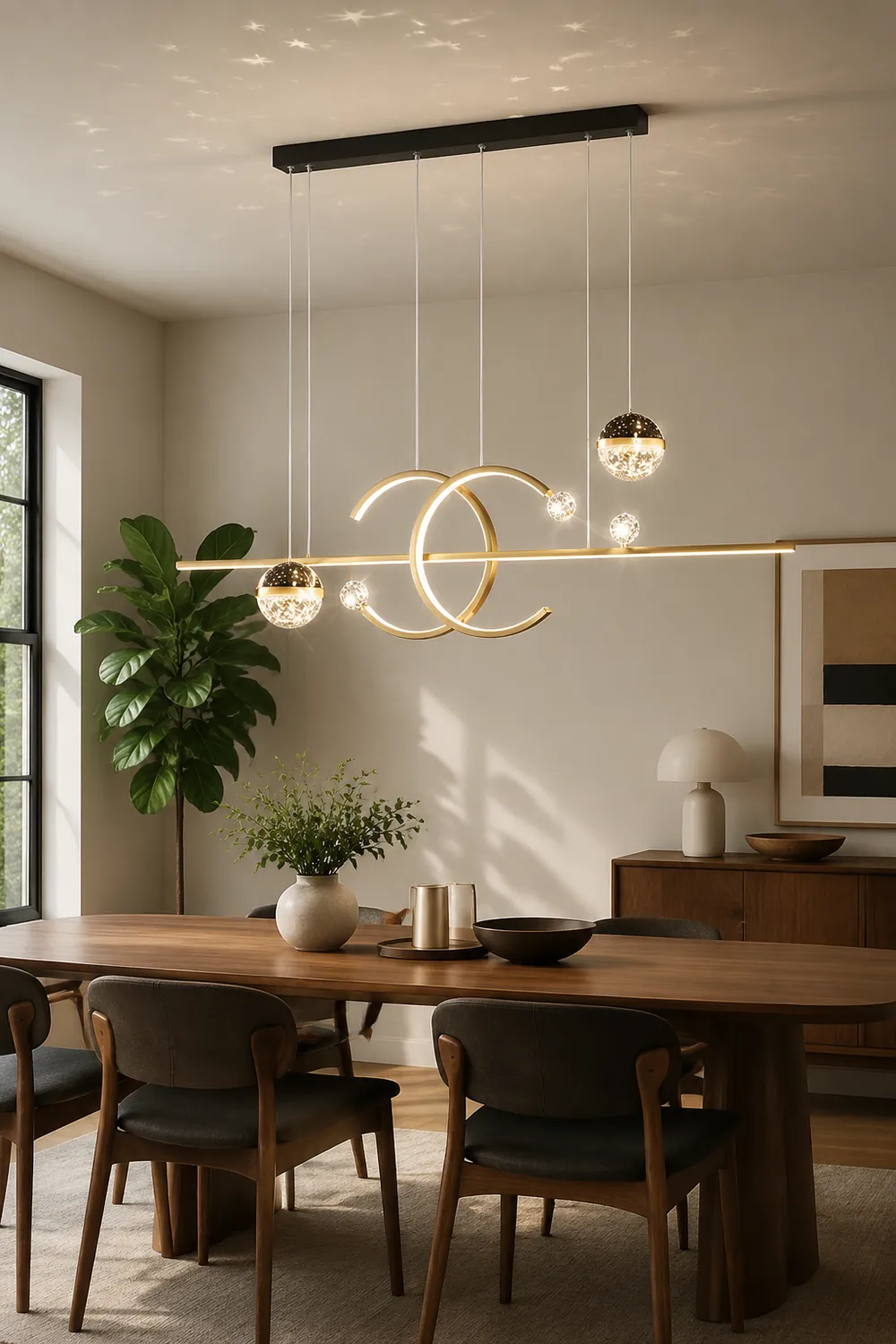 Madina Modern Pendant Light Double-C Gold/Black Dining Room - Lumpaz
