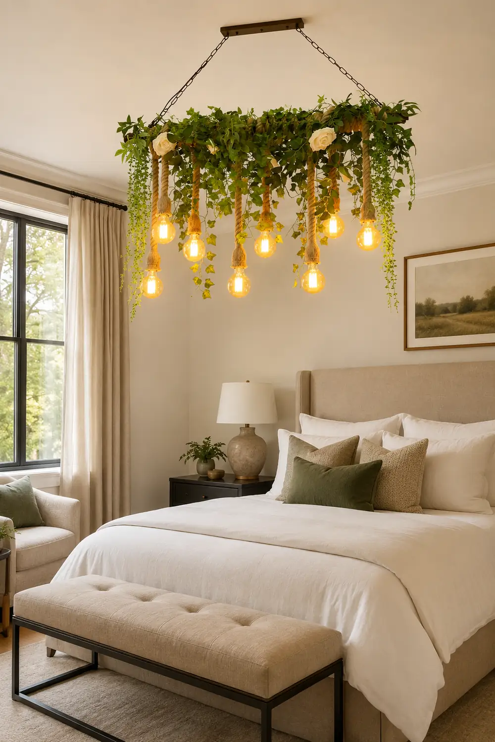 Nest Natural Decorative Metal/Glass Pendant Light, Green - Lumpaz