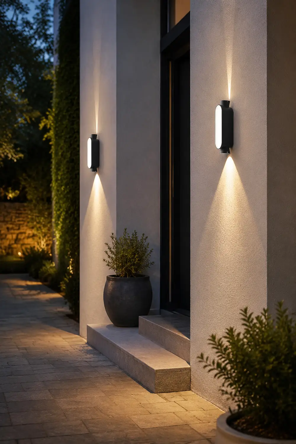 Pena Minimalist Up/Down Acrylic Outdoor Wall Lamp, Black/White - Lumpaz