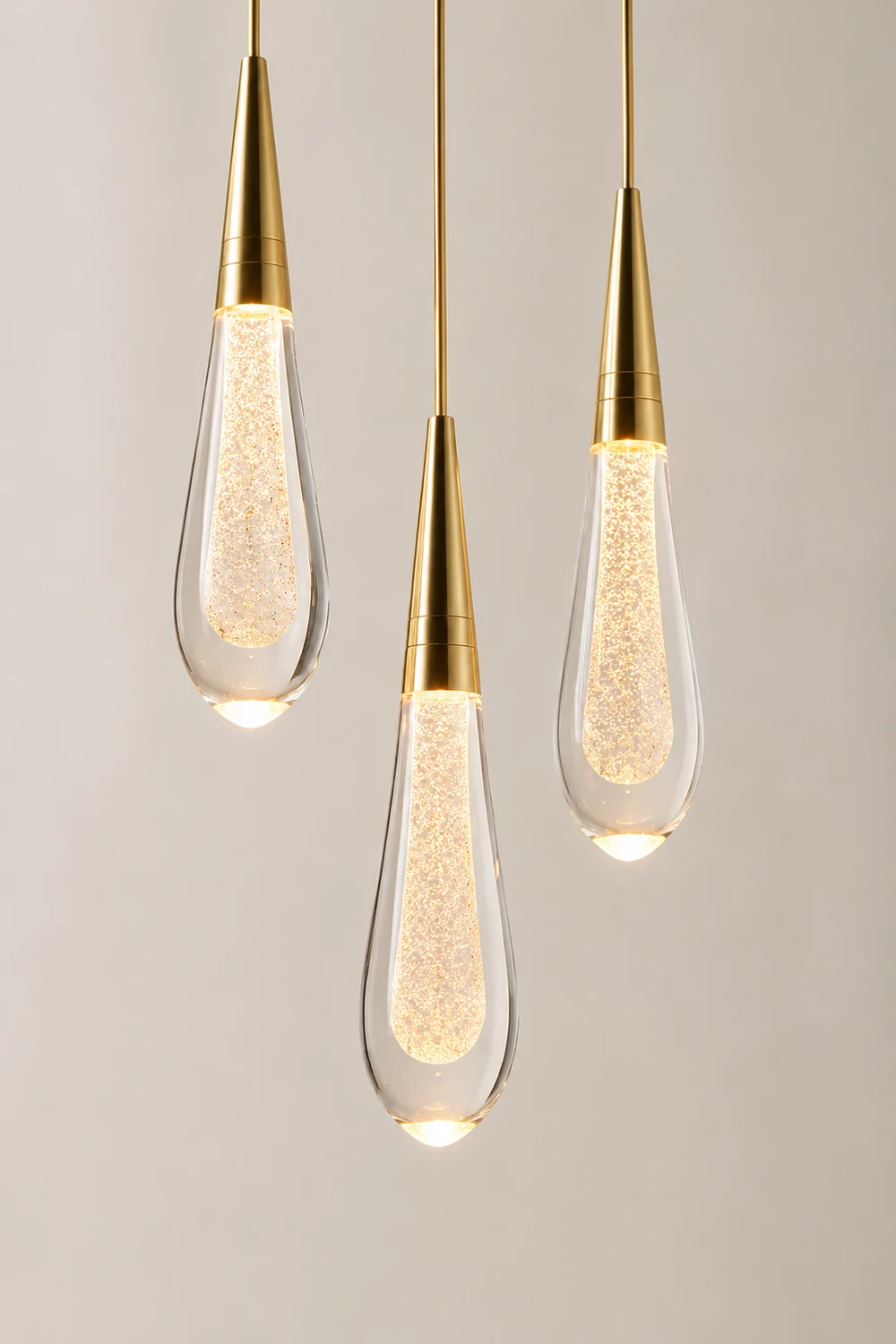 Kristy Modern Designer Teardrop Crystal Pendant Light, Gold - Lumpaz