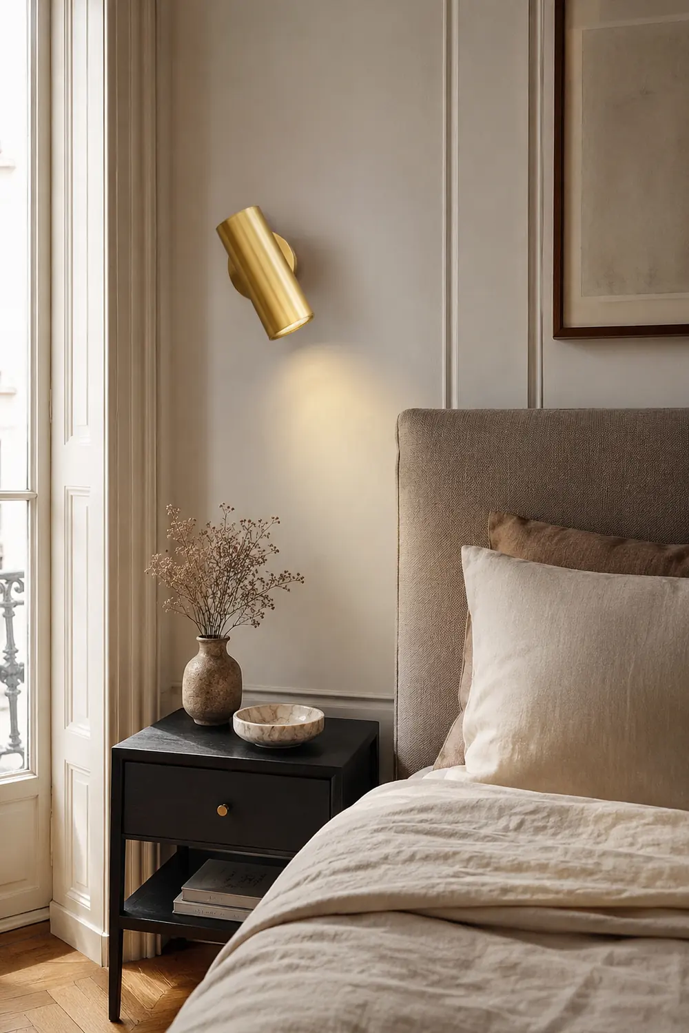 Freja Moden Spotlight Cylindrical Metal Wall Lamp, Gold/Black - Lumpaz