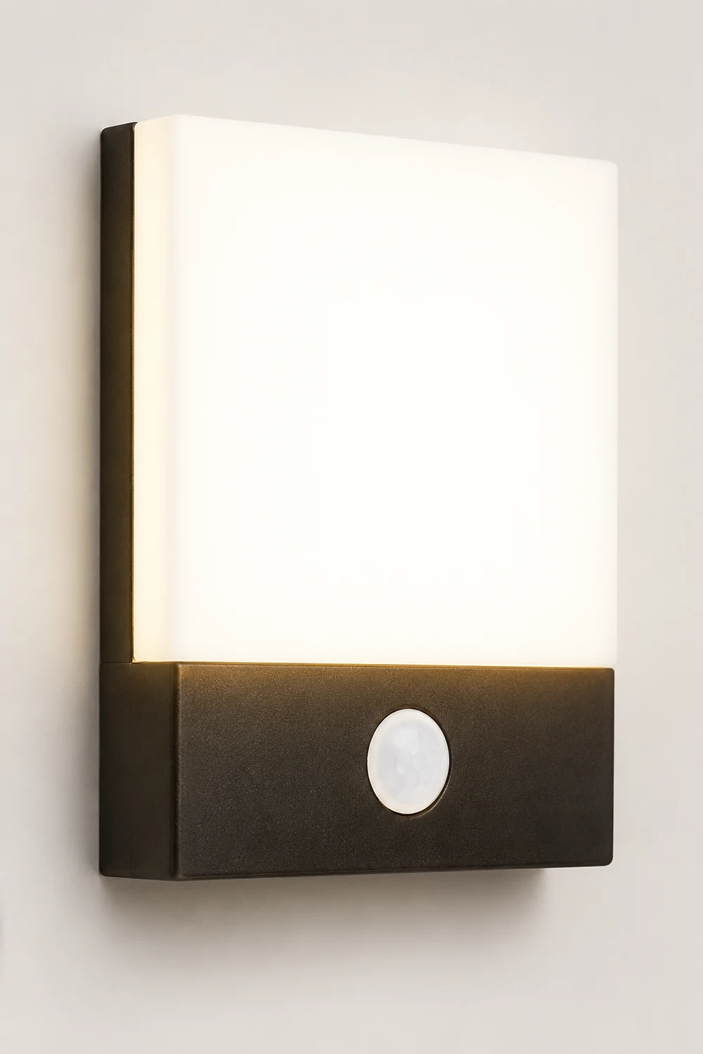 Orr Modern Sensor Rectangular Metal Outdoor Wall Lamp, Black/White - Lumpaz