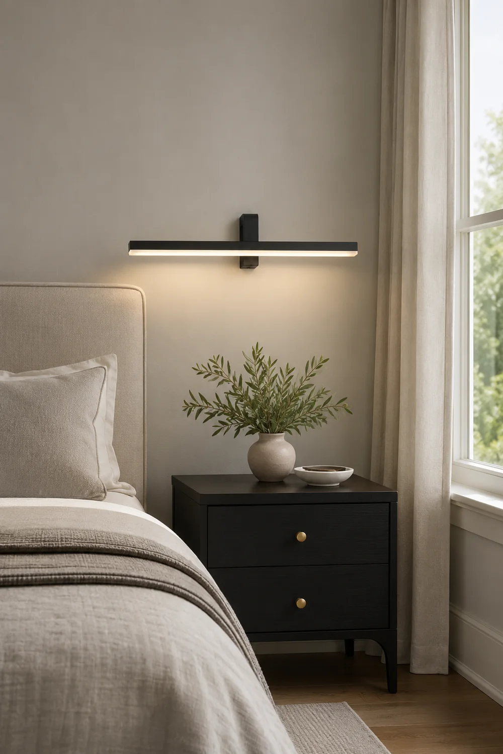 Edge Modern Linear Acrylic Mirror Front Wall Lamp, Black/White - Lumpaz