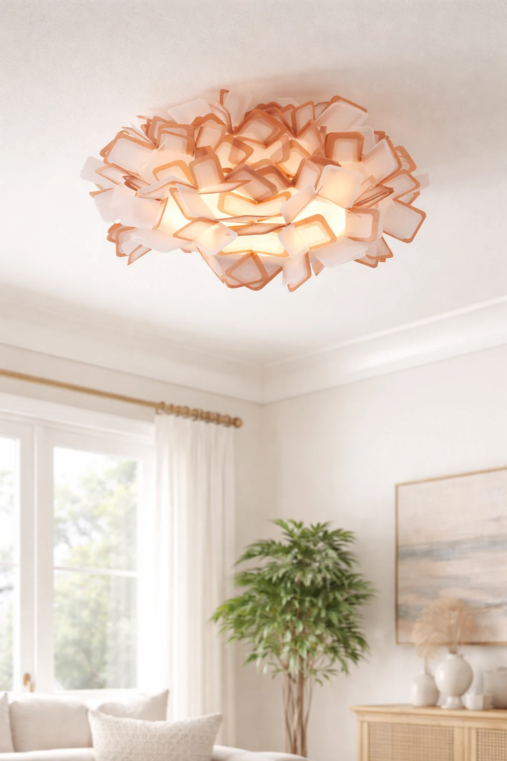 Morandi Art Deco Flower Acrylic Flush Mount Ceiling Light 7 Colors - Lumpaz