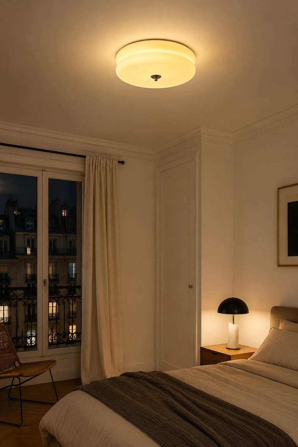 Morandi Modern Round Flush Mount Ceiling Light, White/Beige - Lumpaz