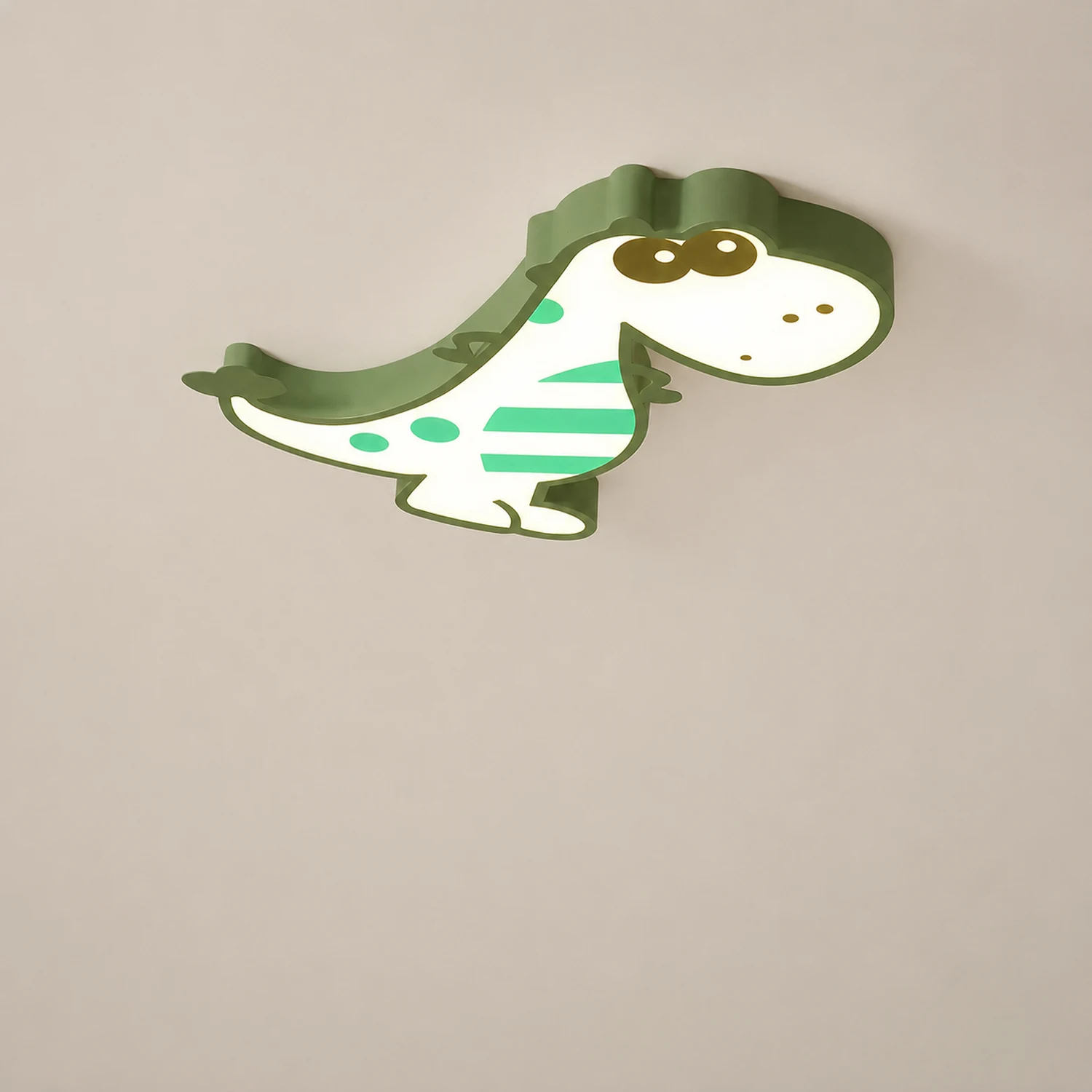 Freja Modern Cute Dragon Acrylic Children Flush Mount Ceiling Light, Green/Pink - Lumpaz