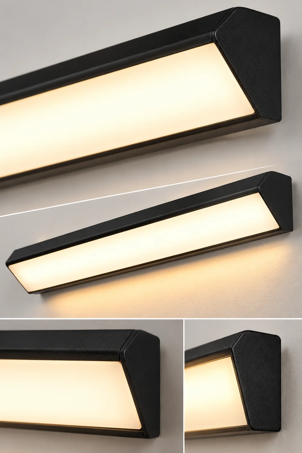 Edge Modern Tri-Rrism Metal/Acrylic Waterproof Outdoor Wall Lamp, Black - Lumpaz