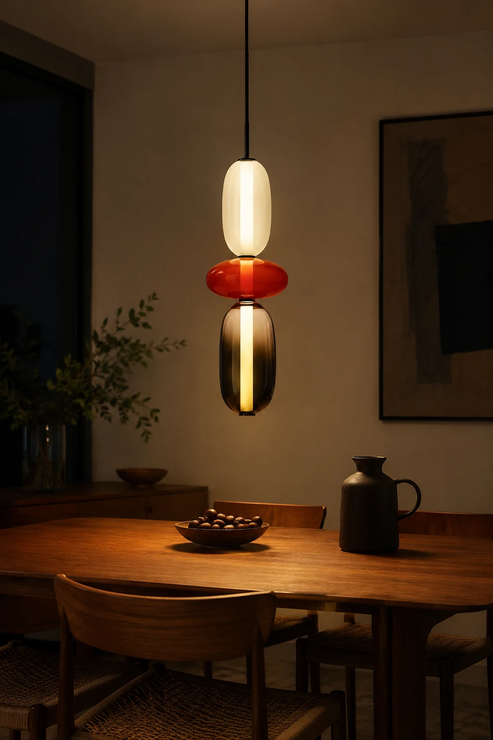 Morandi Modern Designer LED Pendant Light Bedroom Black White Red - Lumpaz