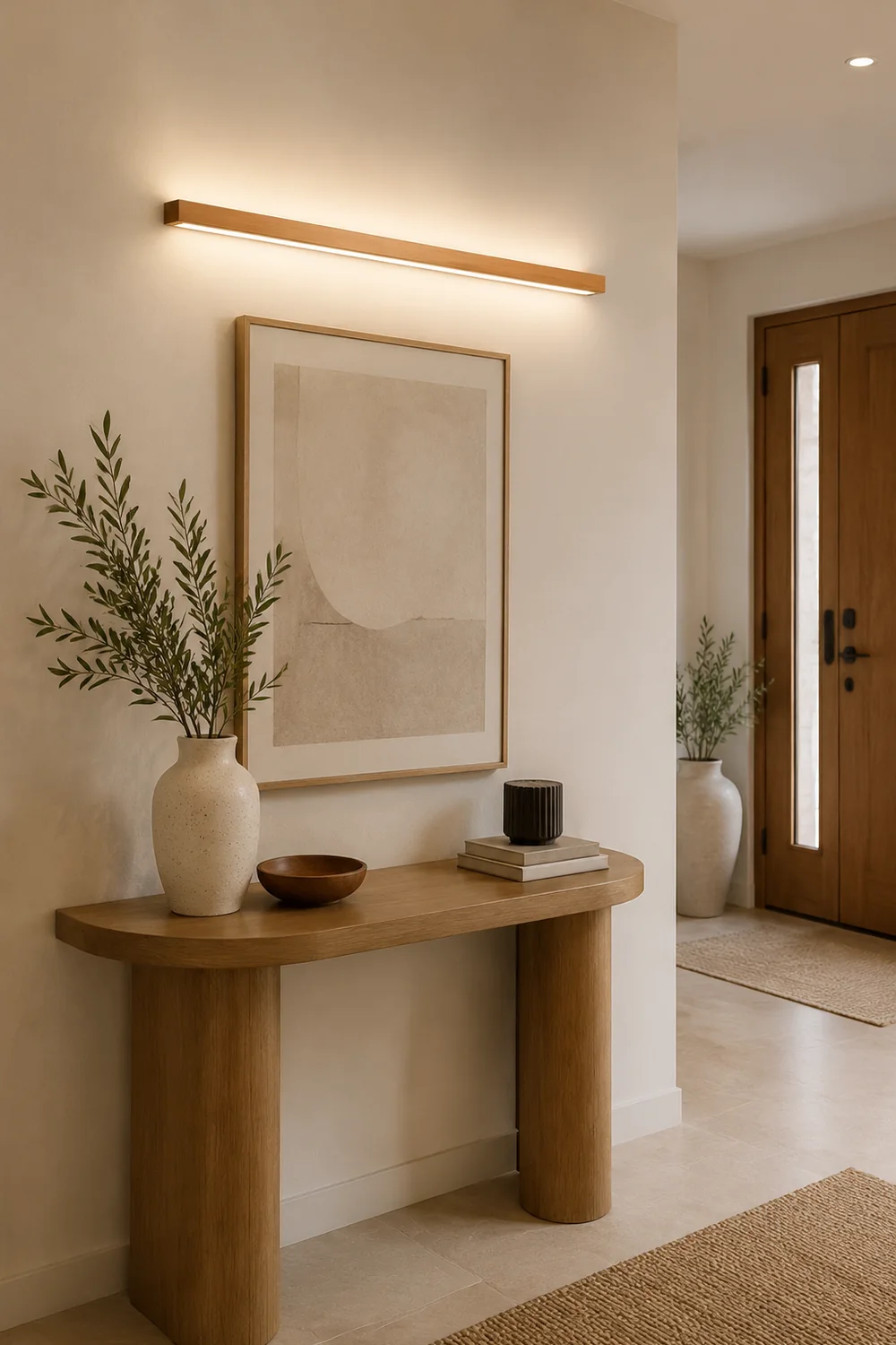 Ozawa Linear Mirror Wooden Front Vanity Wall Lamp Bedroom Bathroom - Lumpaz