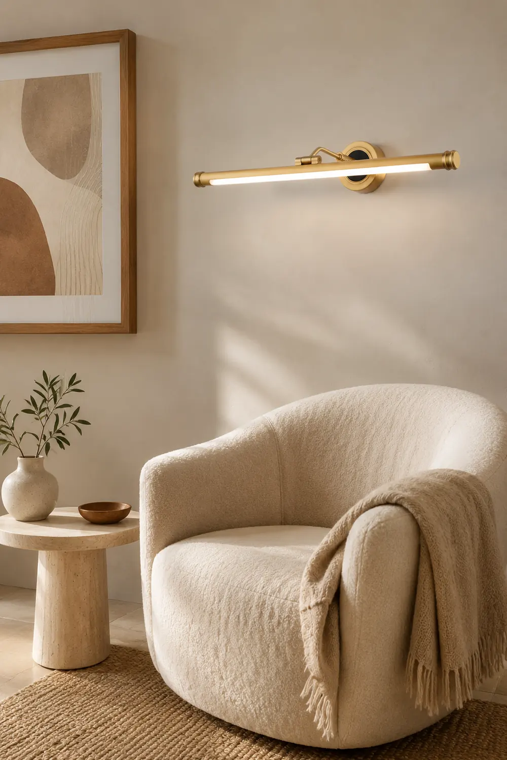 Leigh Vintage Linear Metal/Acrylic Wall Lamp, Brass, Bathroom - Lumpaz